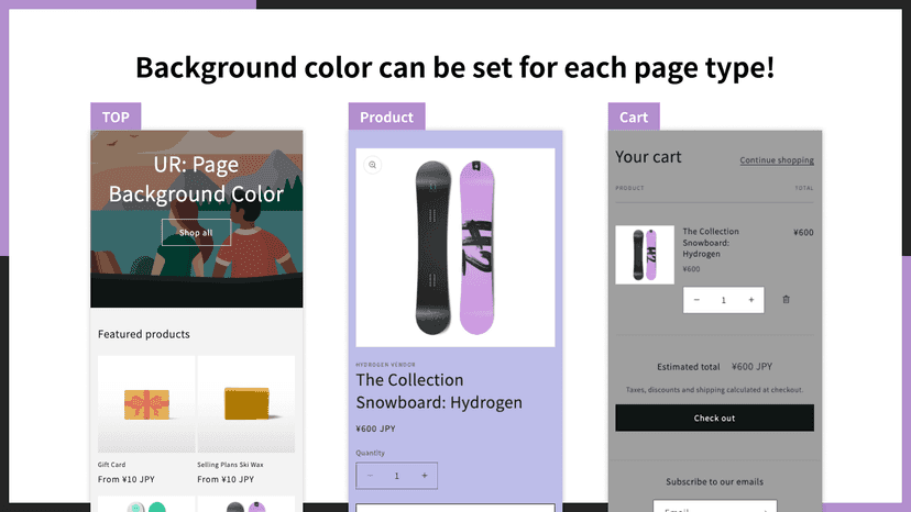 Background color can be set for each page type!