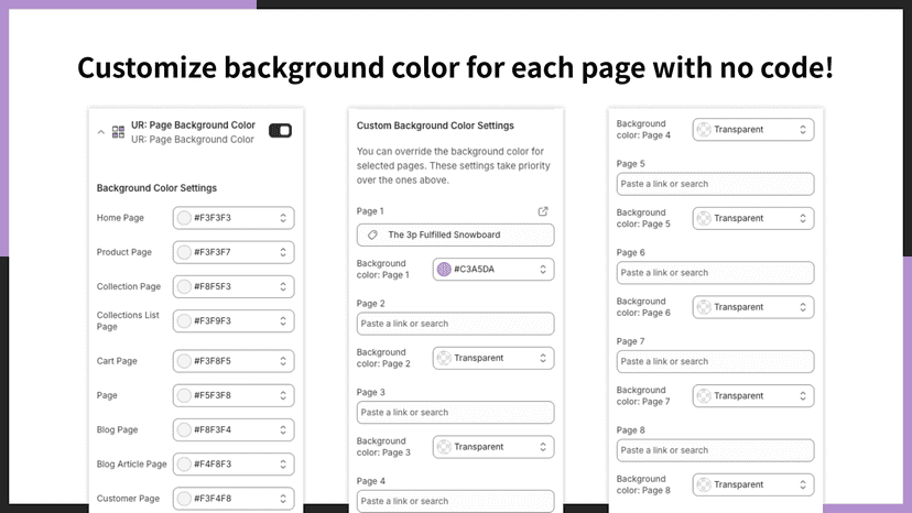 Customize background color for each page with no code!
