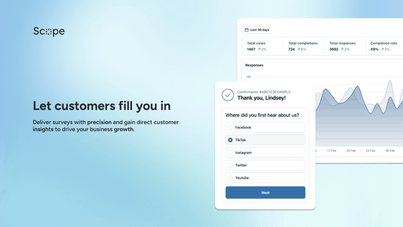 Scope - Surveys for thank you & order status page
