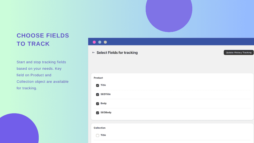 Choose fields to track