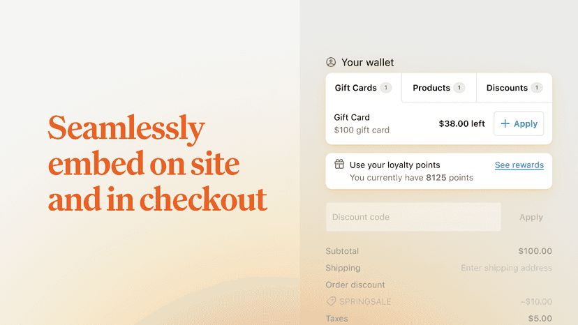 Seamlessly embed on site and in checkout