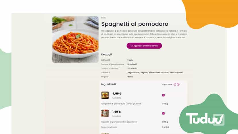 Pagina di dettaglio di una ricetta