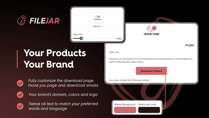Customize download pages and emails to match your brand.