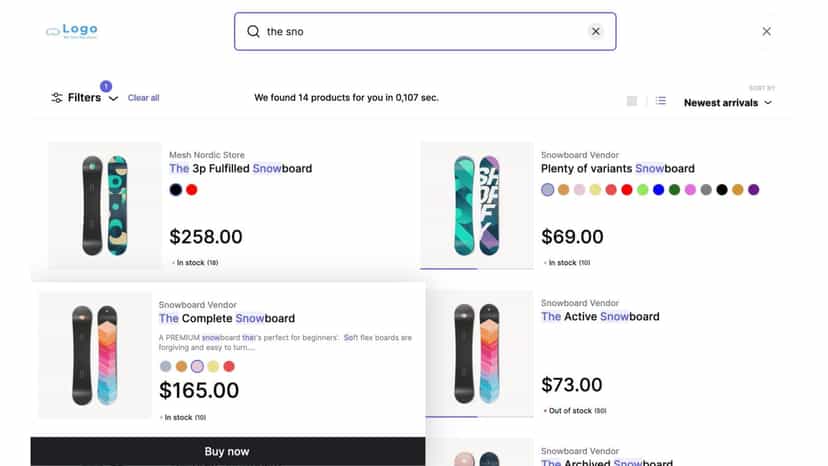 Autocomplete, variant colors, your logo