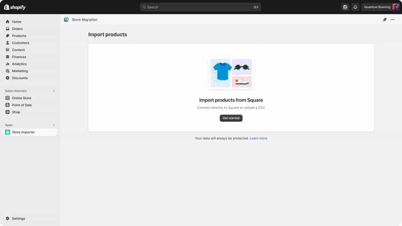 Welcome / empty state screen