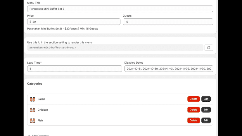 Create menu page