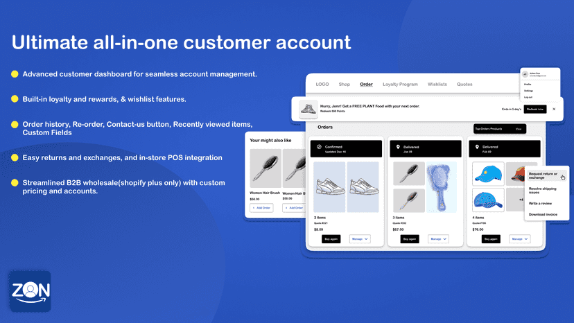 customer account for shopify store