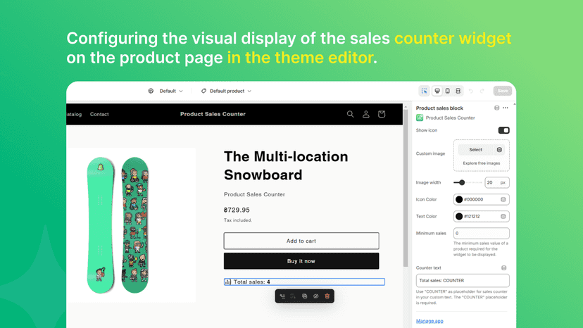PSC - Product Sales Counter widget setup