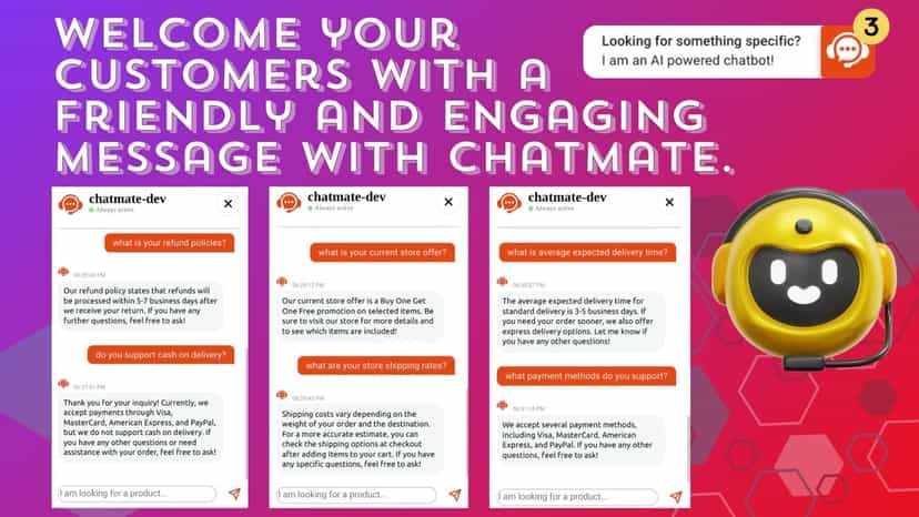 chatmate ai chatbot and shopping search assistant shopify app