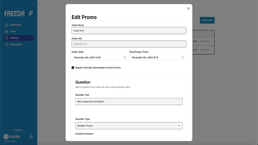 Create/Edit Promo 1