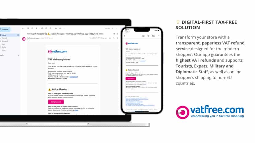 Paperless digital-first VAT claims integration.