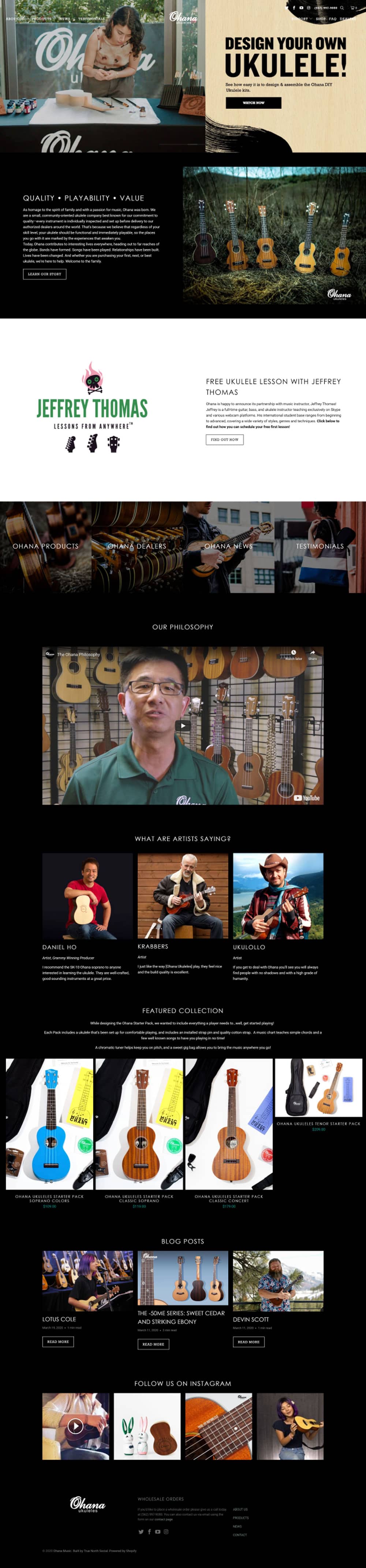 OHANA UKLELES | WORDPRESS TO SHOPIFY MIGRATION screenshot