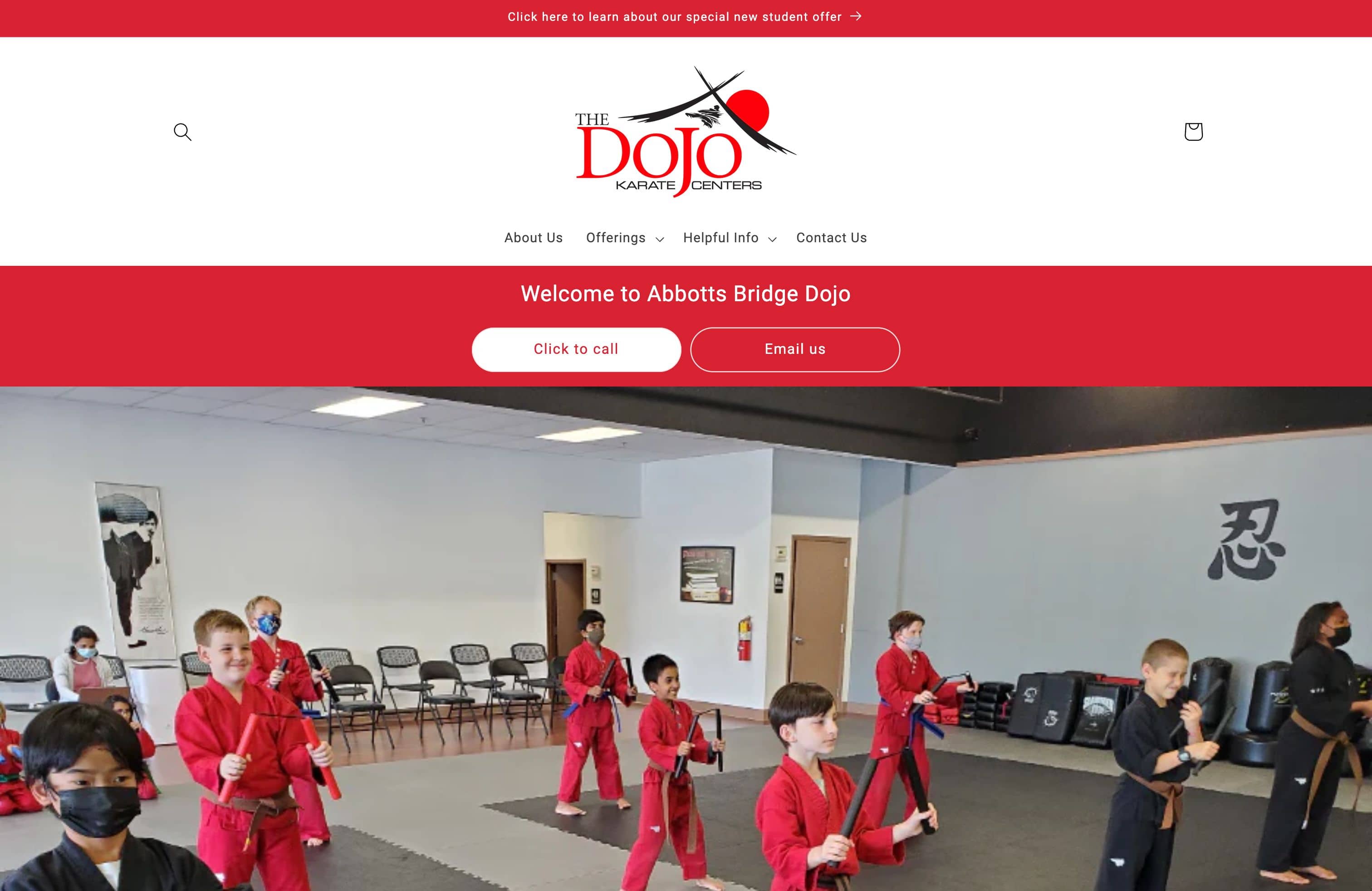Dojo Karate website redesign, rebranding + ongoing design support screenshot 2